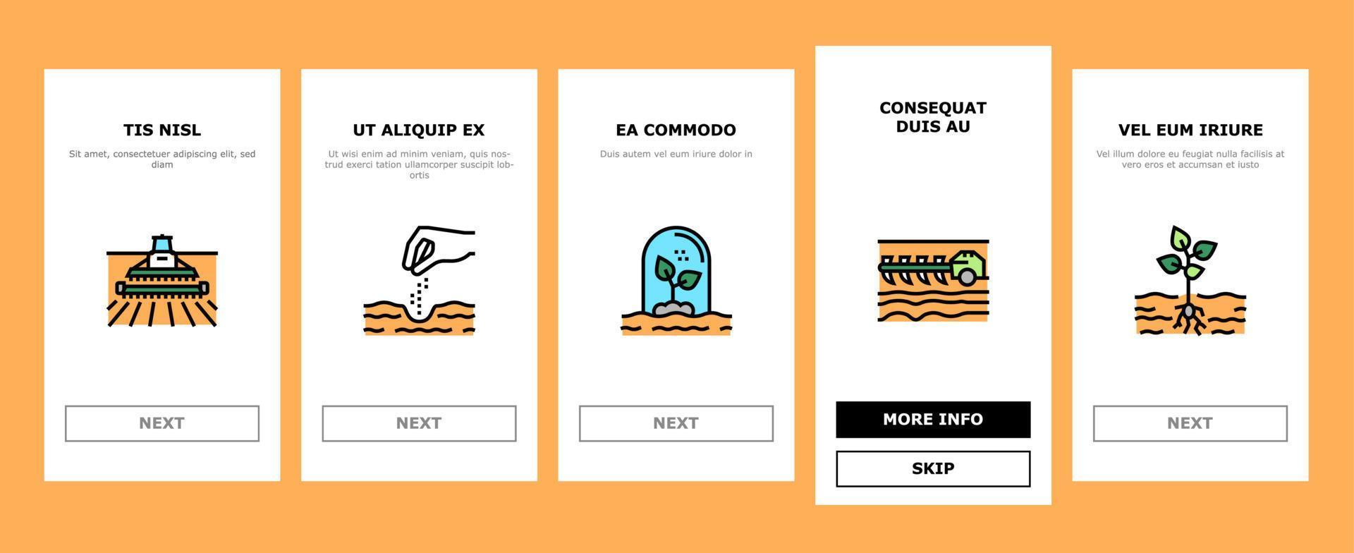 Sowing Agricultural Onboarding Icons Set Vector