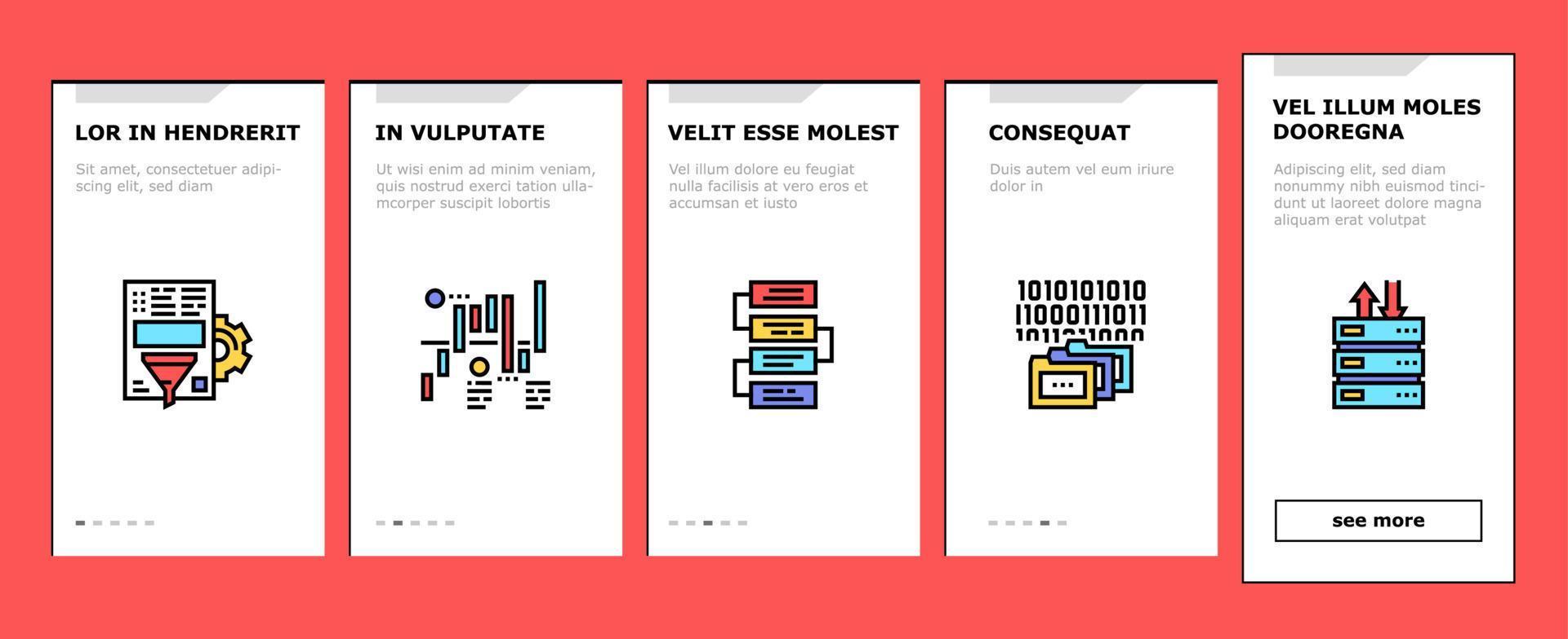 Analyze Infographic Onboarding Icons Set Vector