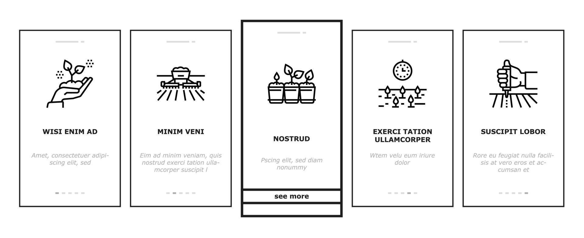 Sowing Agricultural Onboarding Icons Set Vector