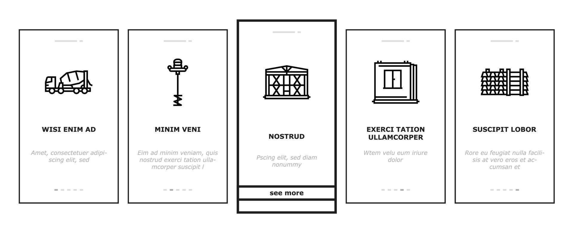Concrete Production Onboarding Icons Set Vector