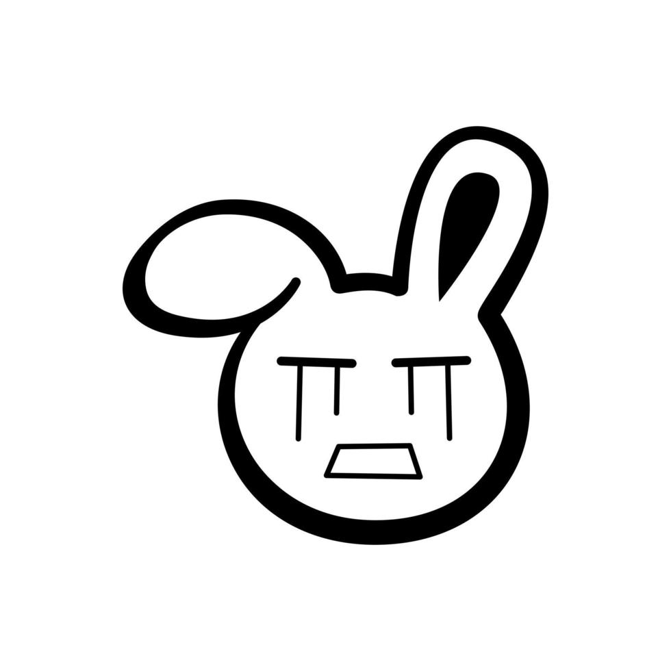Vector illustration of Usagi rabbit cry face on white background.