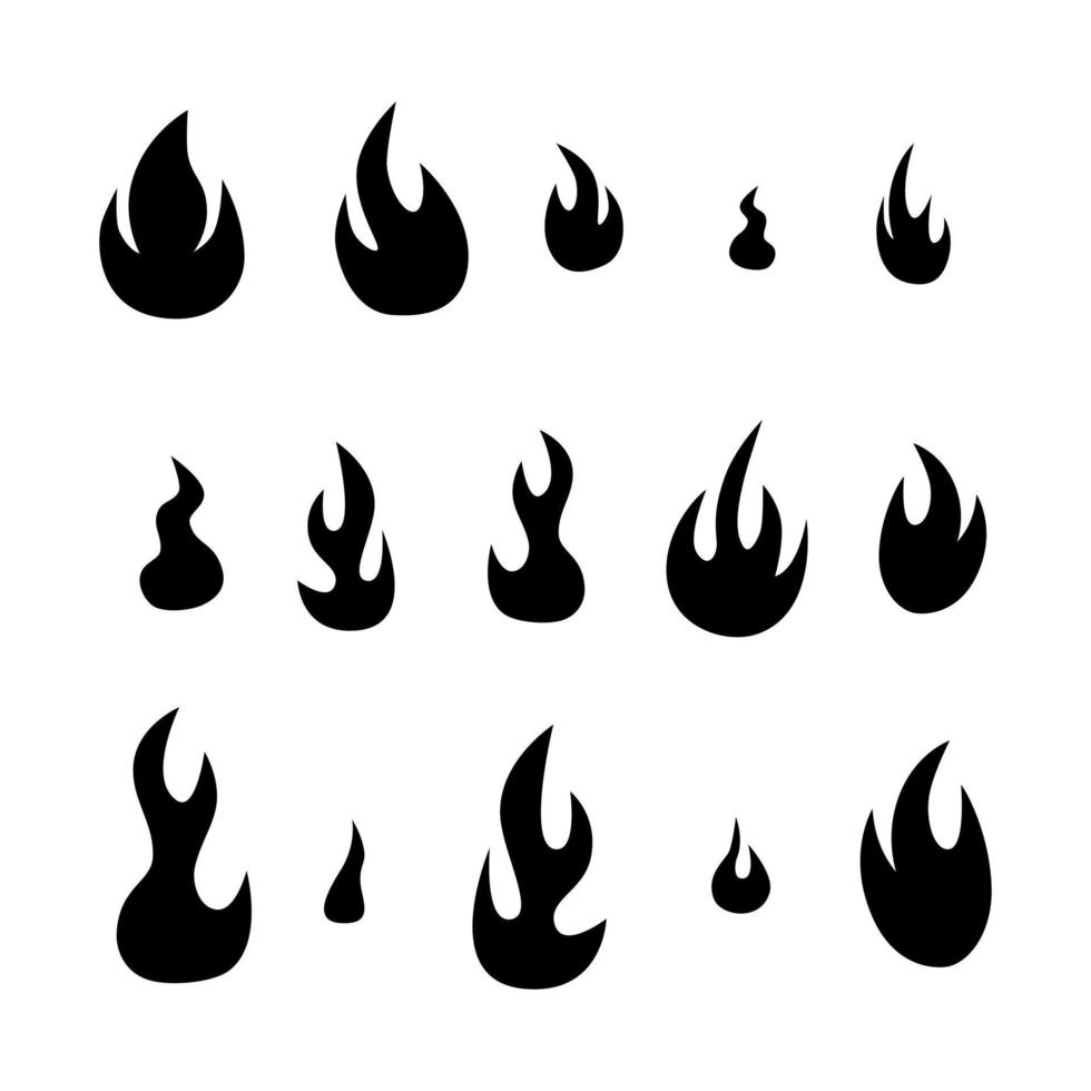 Vector illustration of simple fire silhouette on white background.