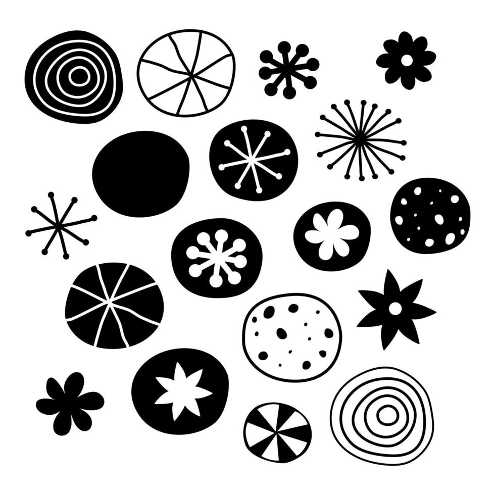 Vector illustration of art circle and little flower element on white background.