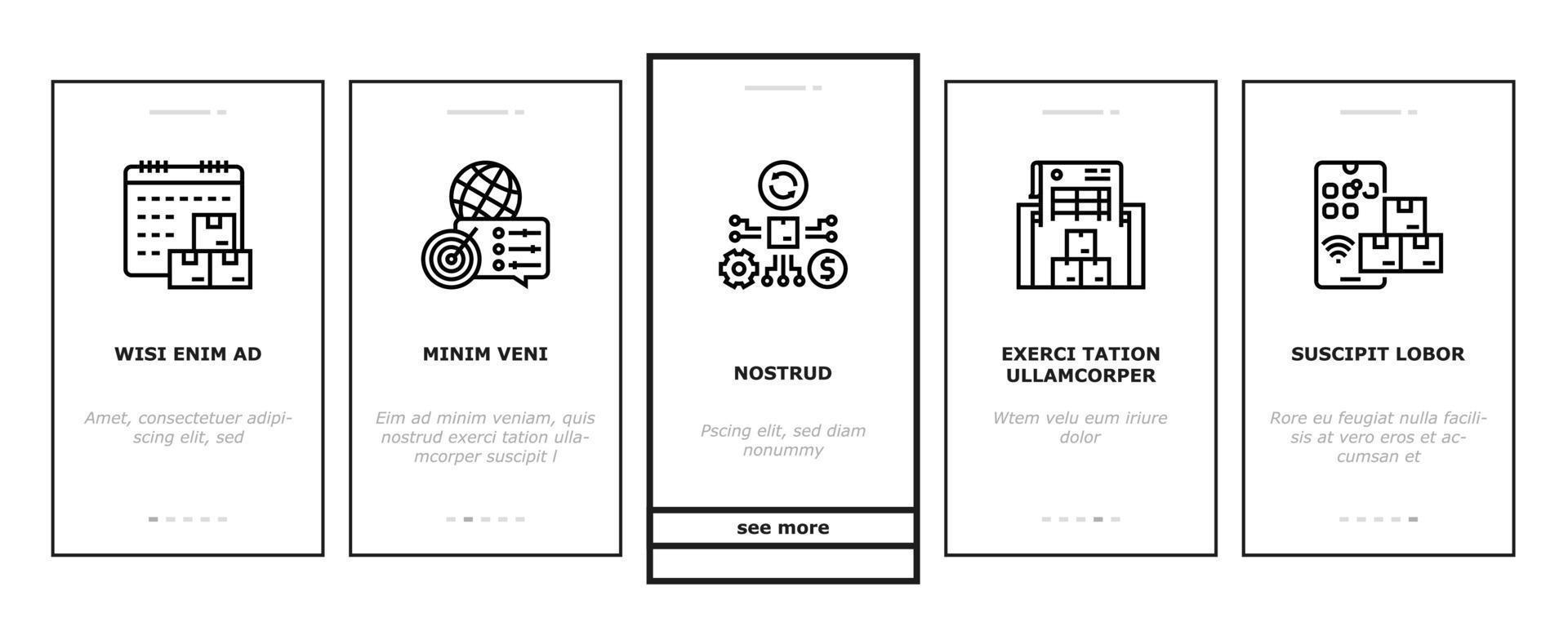 Supply Chain Management Onboarding Icons Set Vector