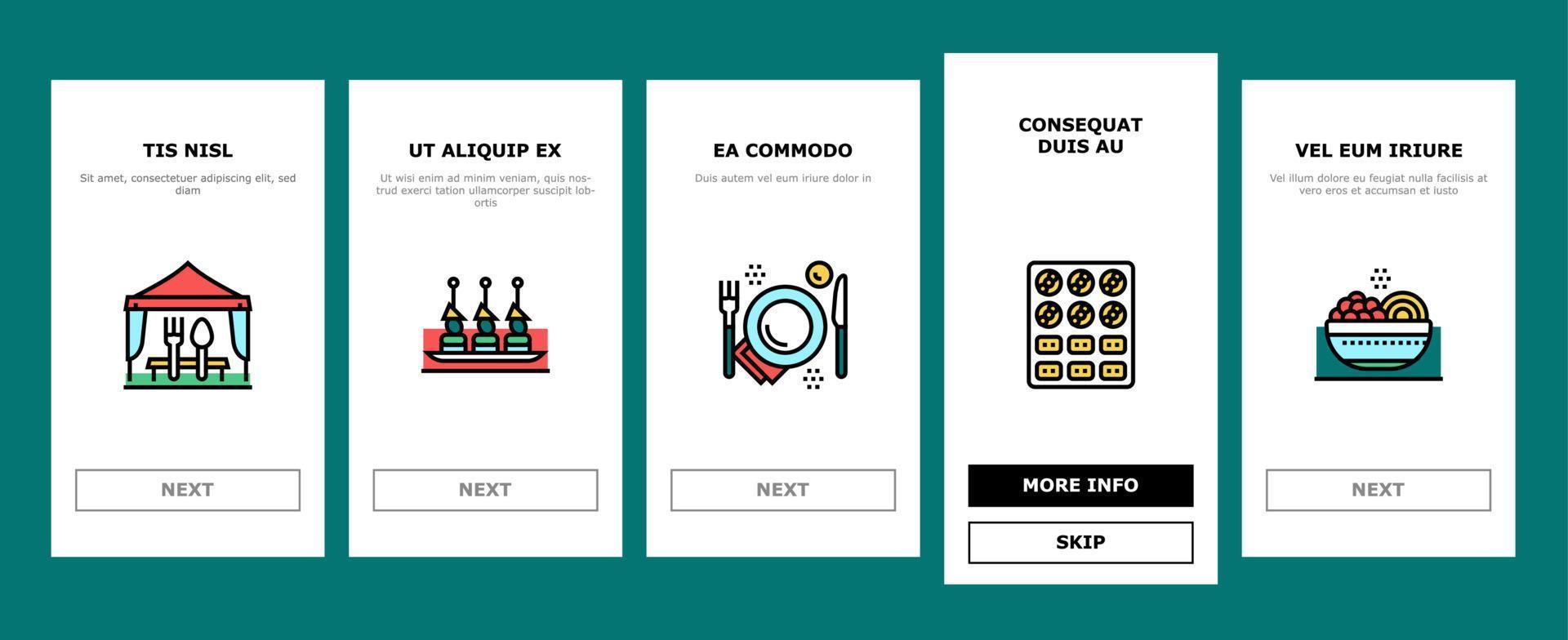 Catering Food Service Onboarding Icons Set Vector