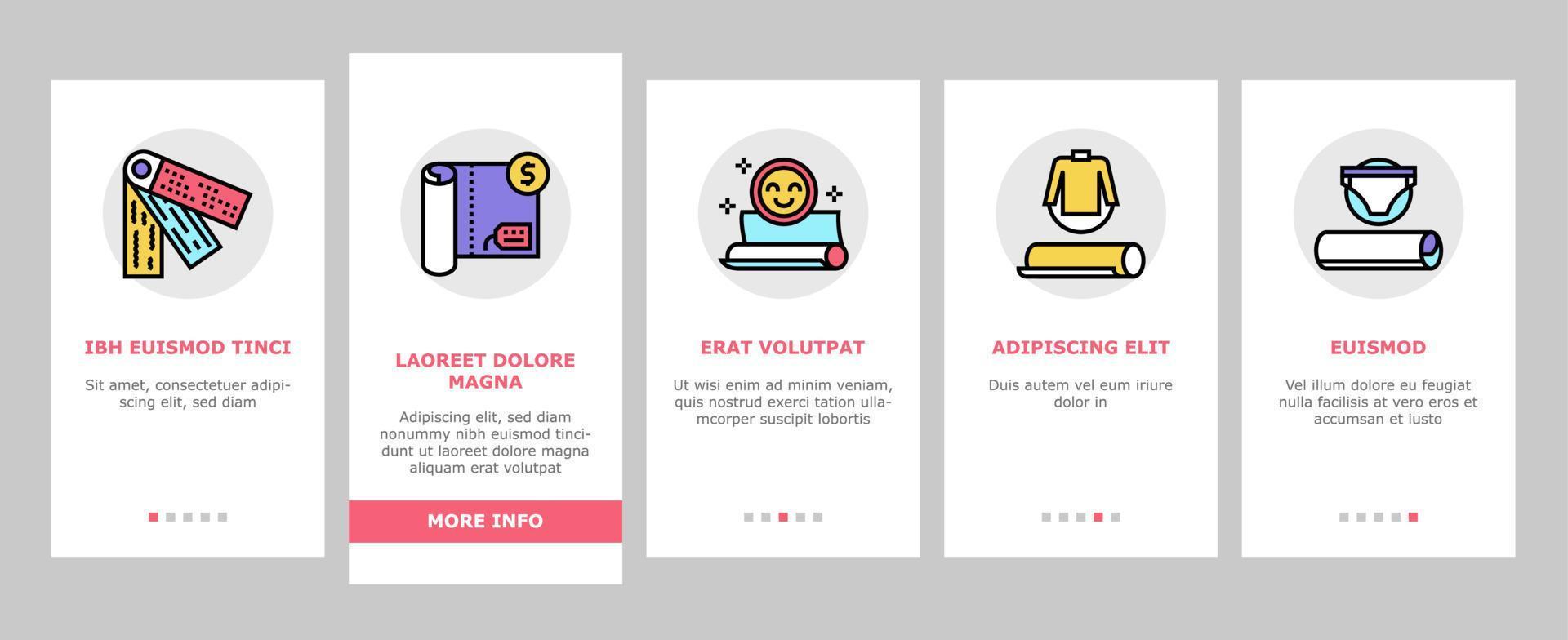 Drapery Shop Sale Onboarding Icons Set Vector