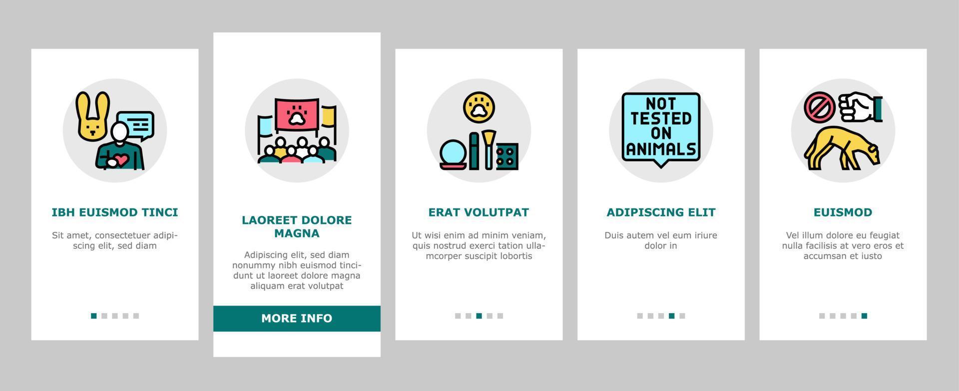 Cruelty Free Animals Onboarding Icons Set Vector