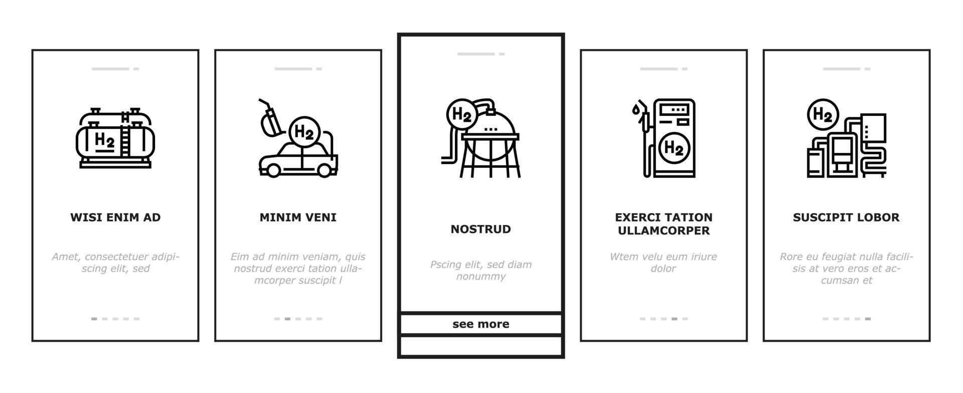 Hydrogen Industry Onboarding Icons Set Vector