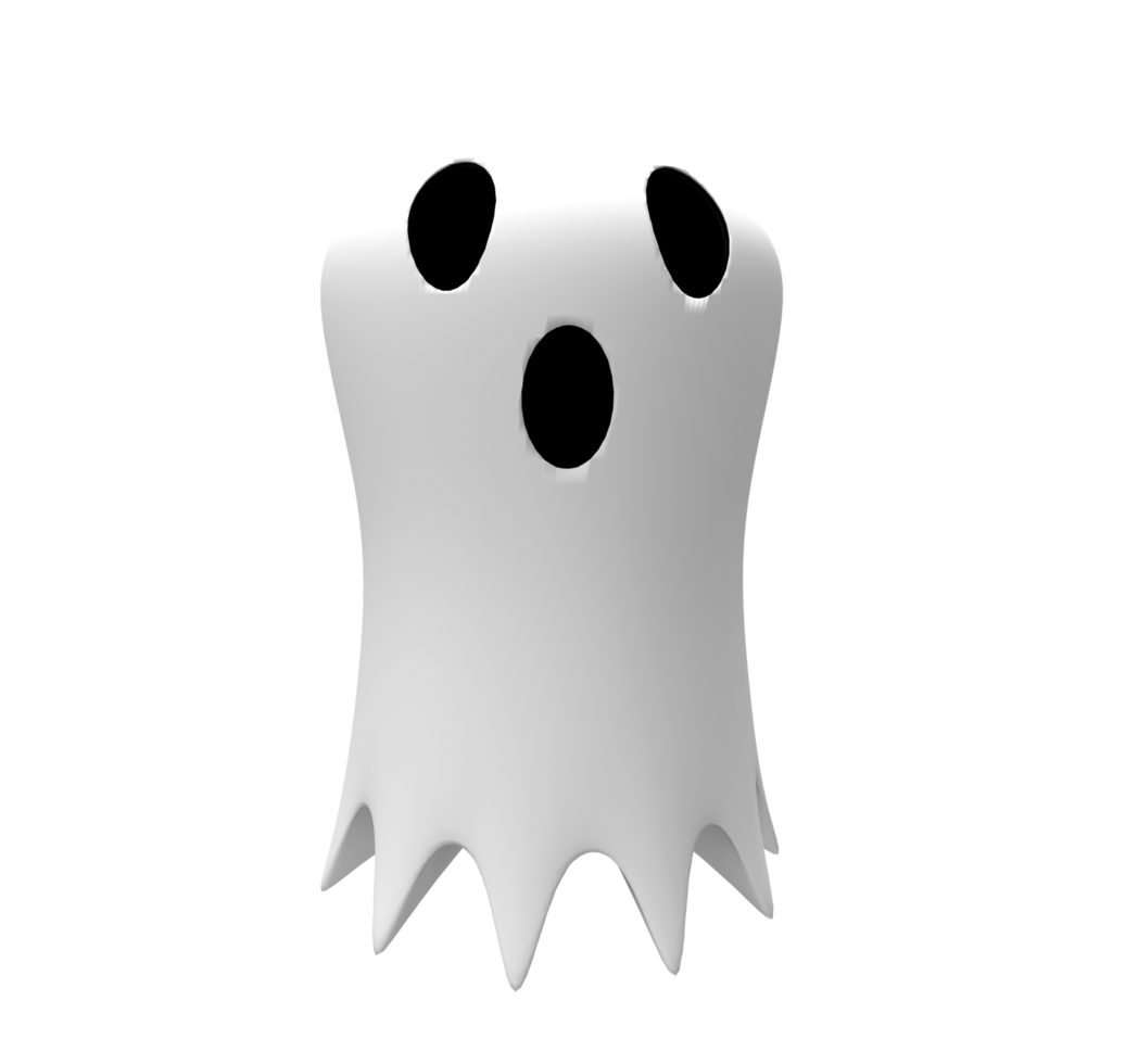 Illustrazione 3d del fantasma dello spirito bianco di Halloween, elemento di design del fondo del fantasma di Halloween png