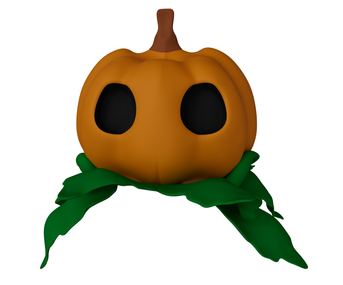 Ilustración 3d de ojos negros de calabaza de halloween con hoja, elemento de diseño de fondo de halloween png