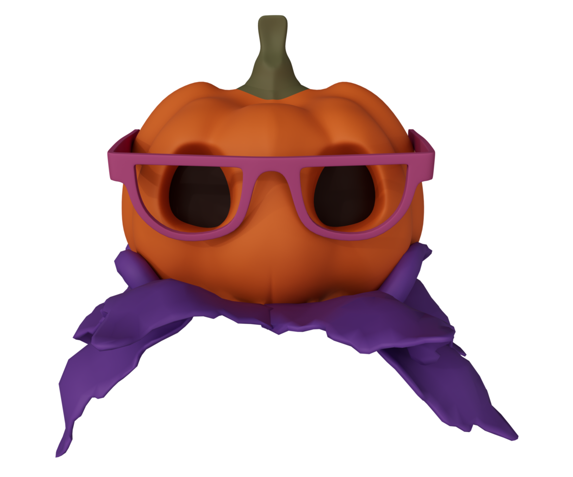 3d illustration of Halloween pumpkin with sunglasses, Halloween background design element png