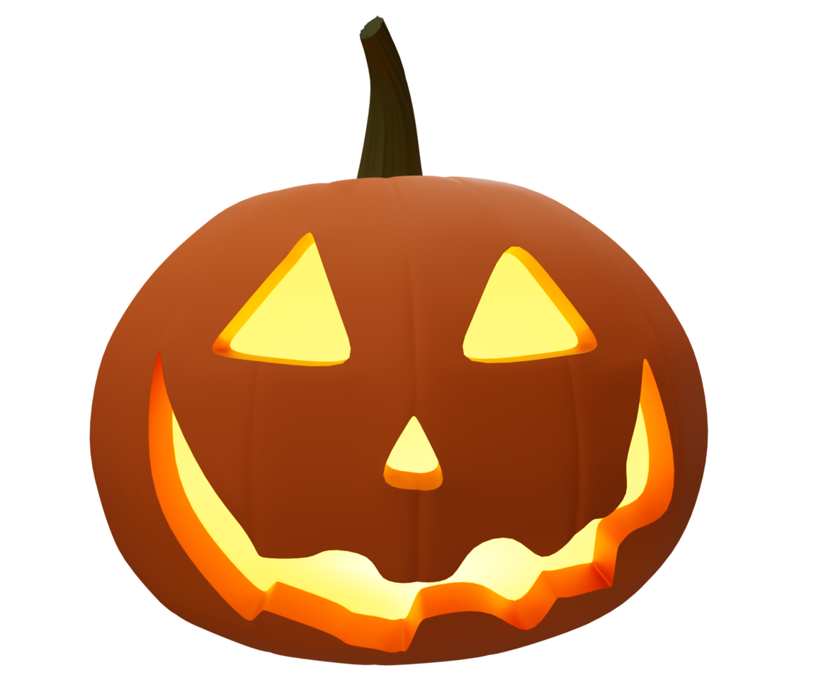 3d illustration of Halloween pumpkin inside candle glowing, Halloween background design element png