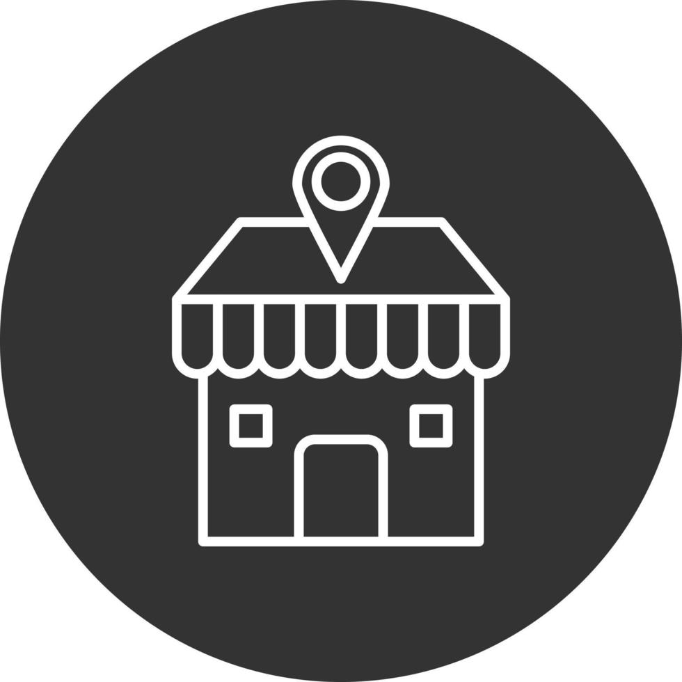 Shop Location Line Inverted Icon vector