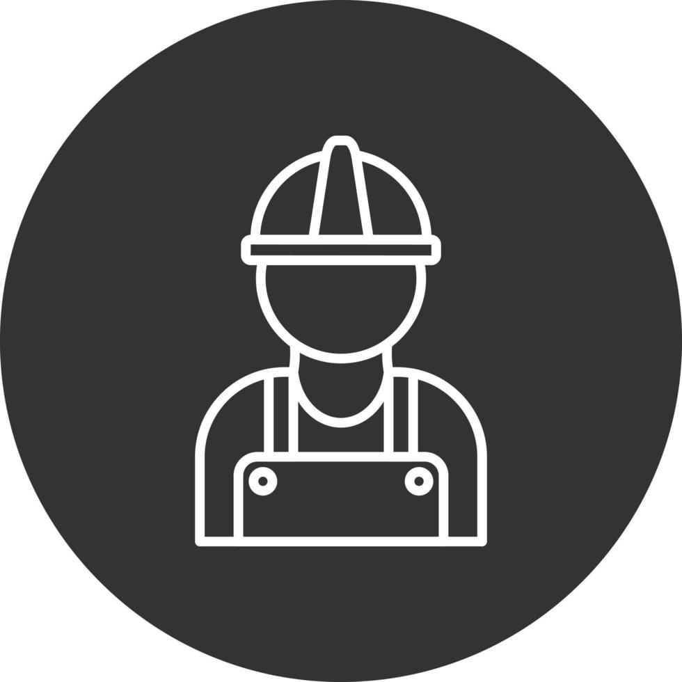 icono de línea de trabajador invertido vector