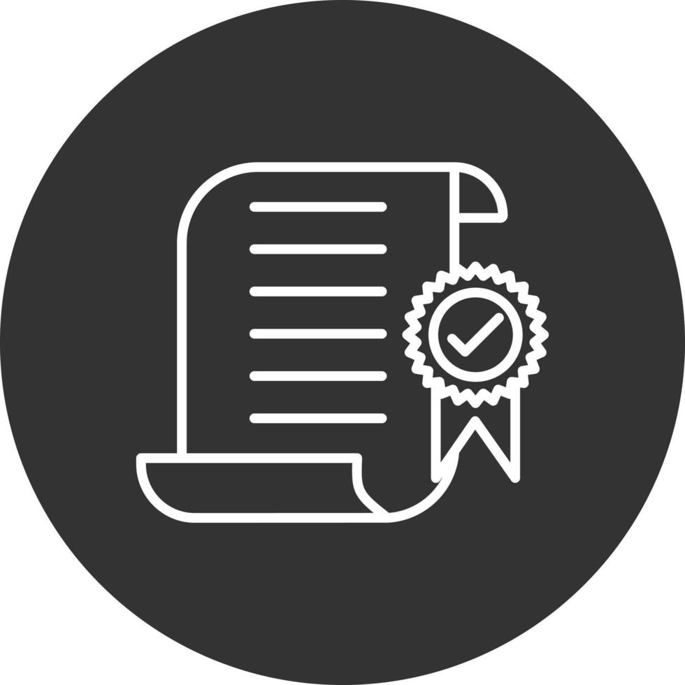 icono de línea de certificado invertida vector