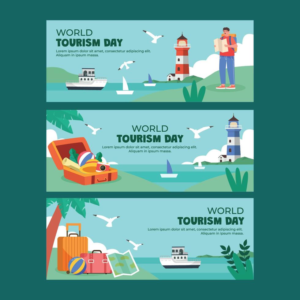 Tourism Day Banner Collection vector