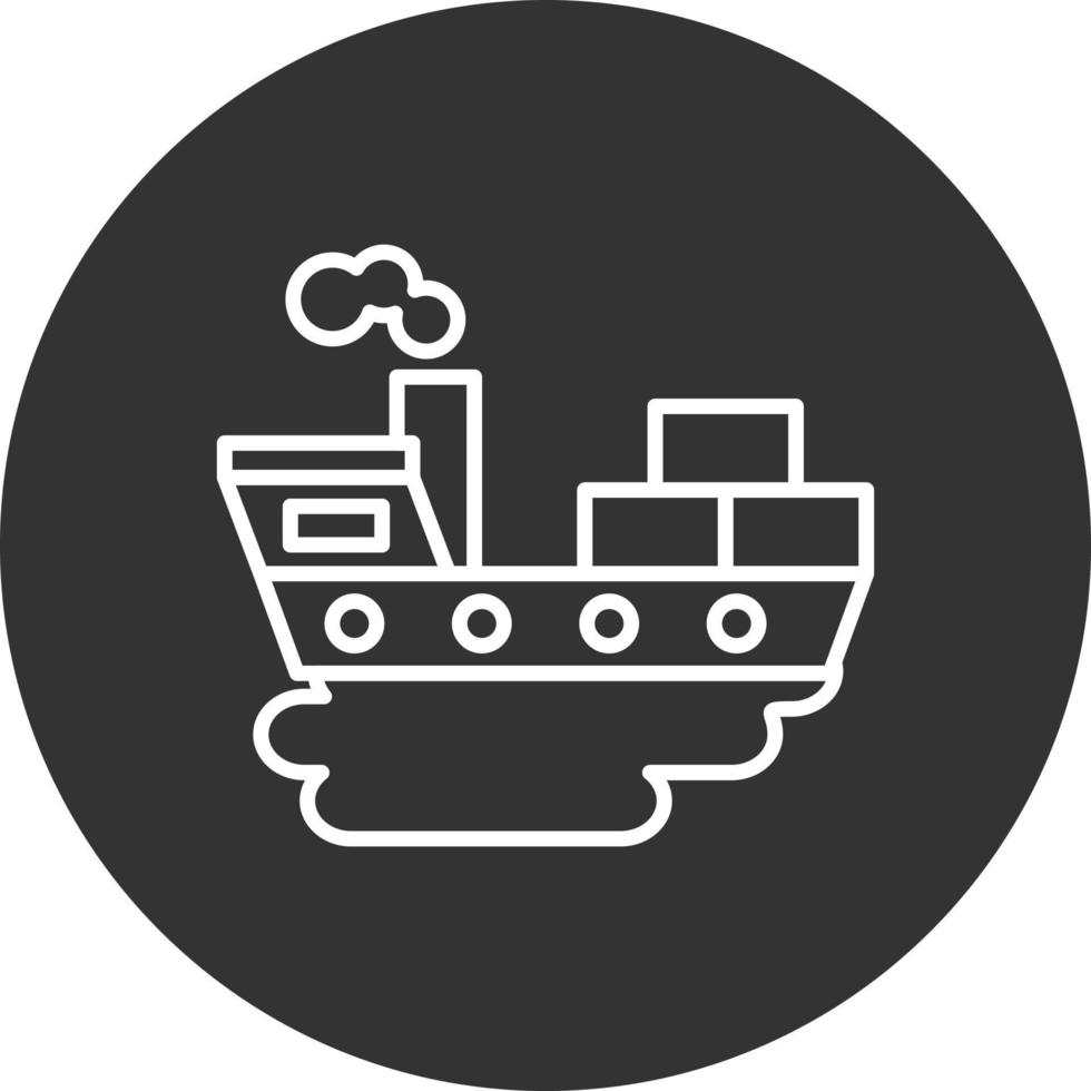 icono invertido de la línea de contaminación del barco vector