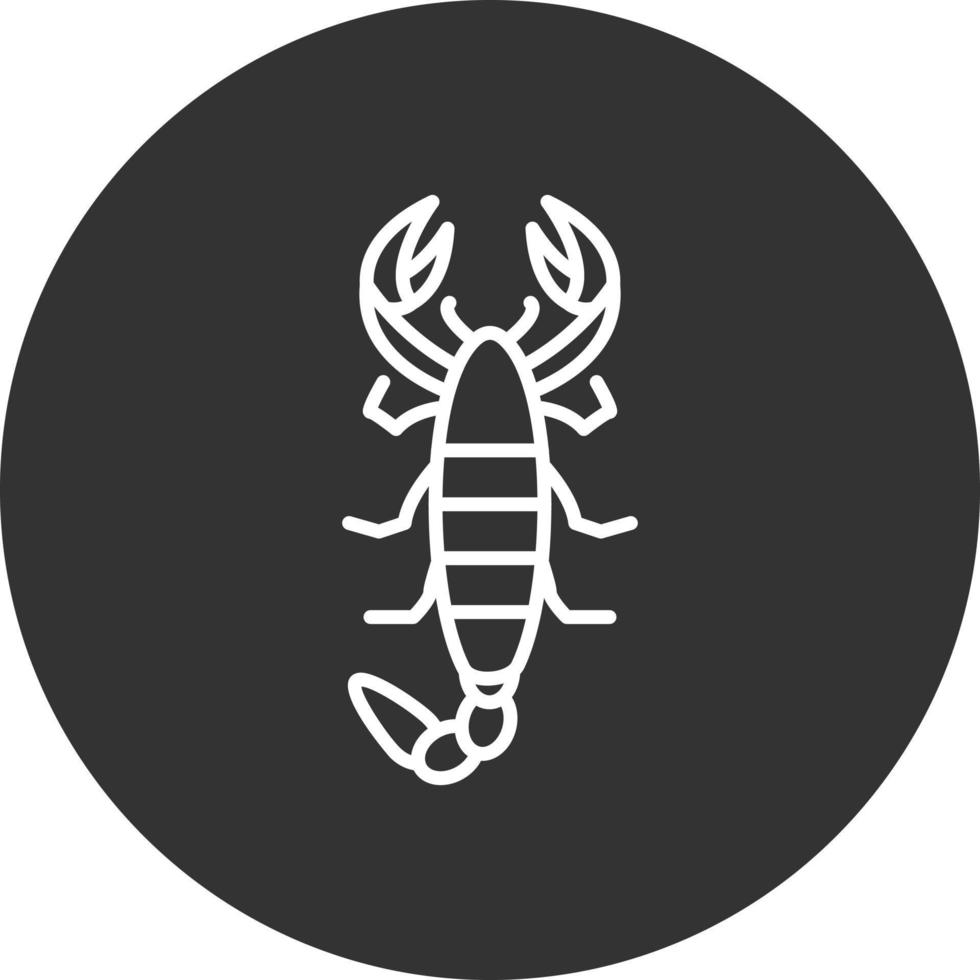 icono de línea invertida de escorpión vector