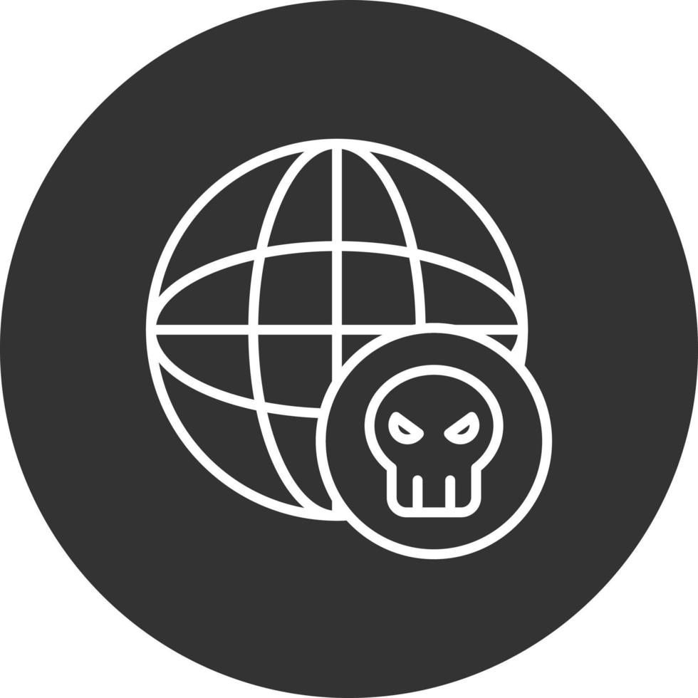 icono de línea invertida de pirateo en todo el mundo vector
