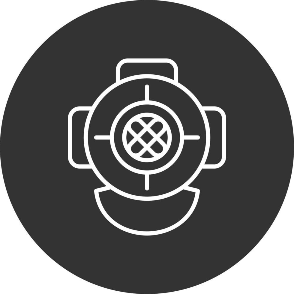Diving Helmet Line Inverted Icon vector