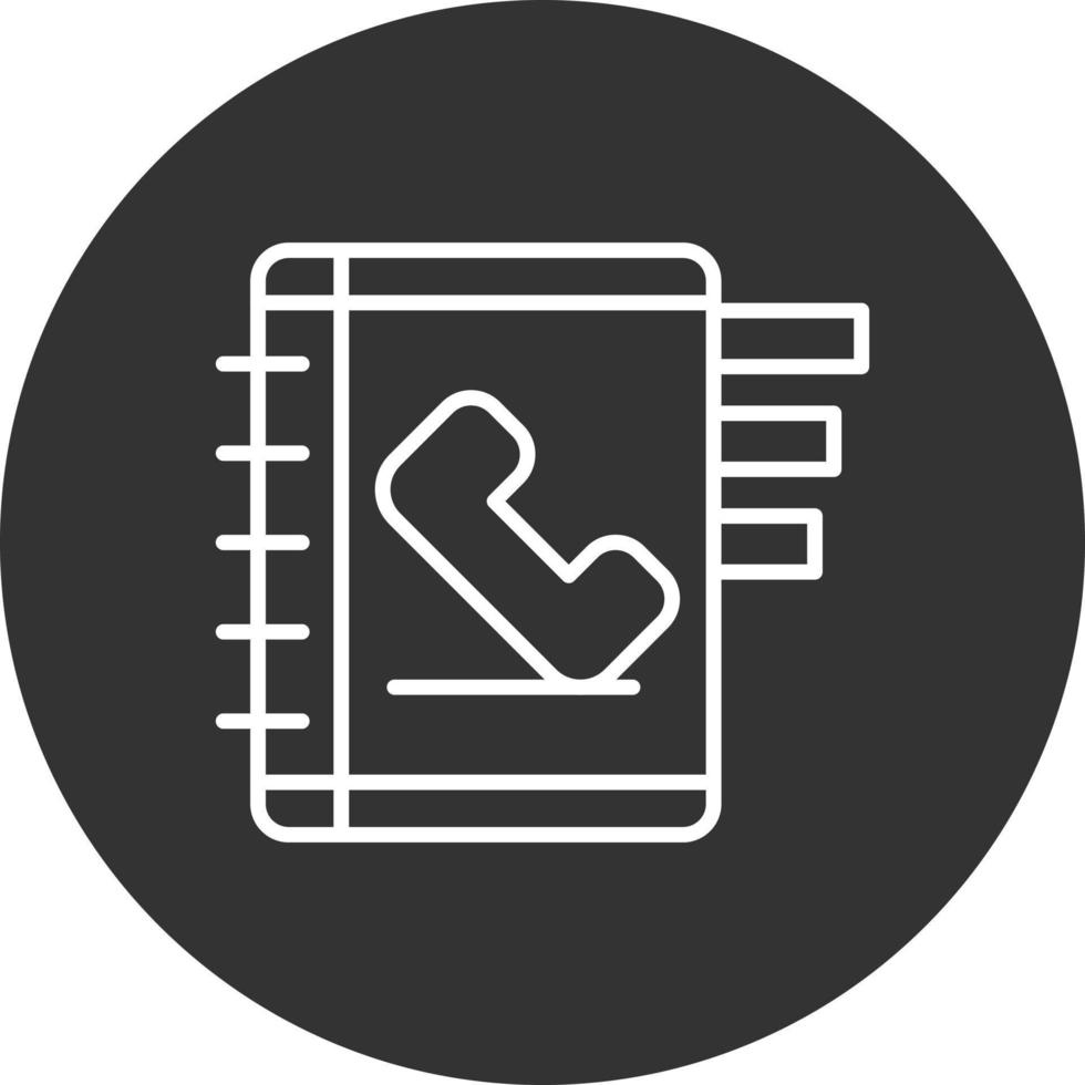 Contact Book Line Inverted Icon vector