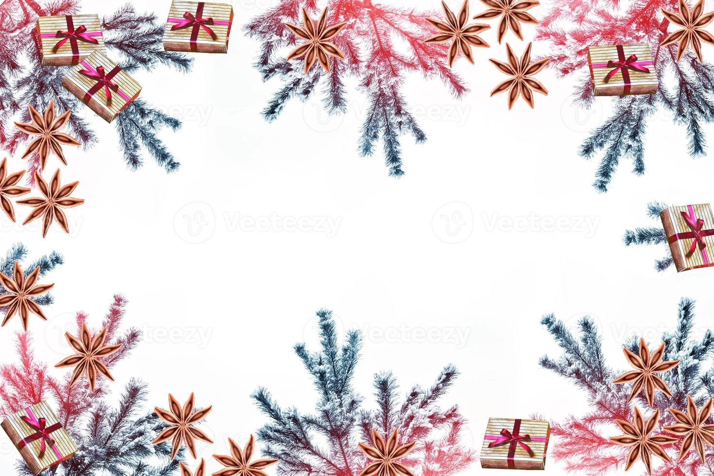 The branches of the snow covered tree Christmas tree photo