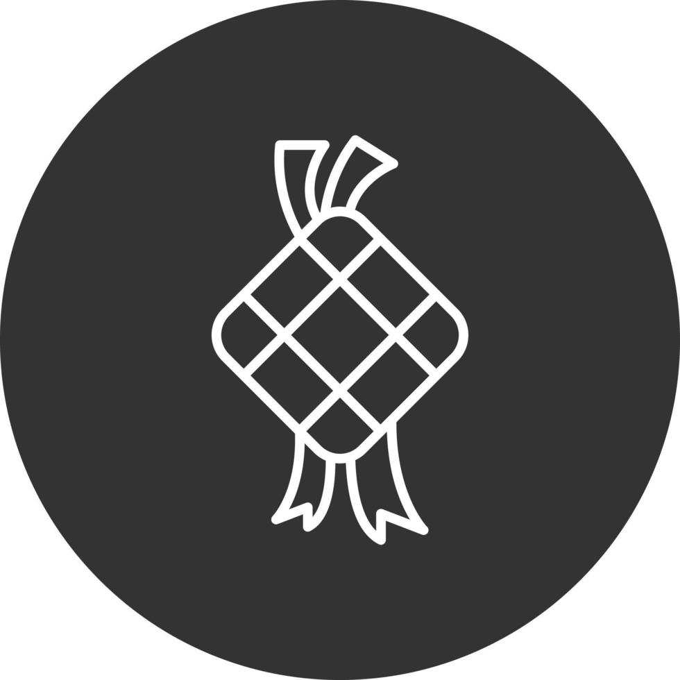 icono de línea invertida de ketupat vector