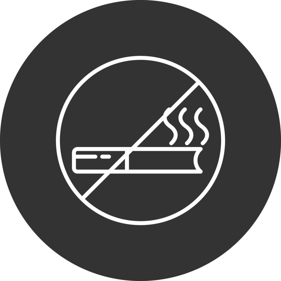 icono de línea invertida de no fumar vector