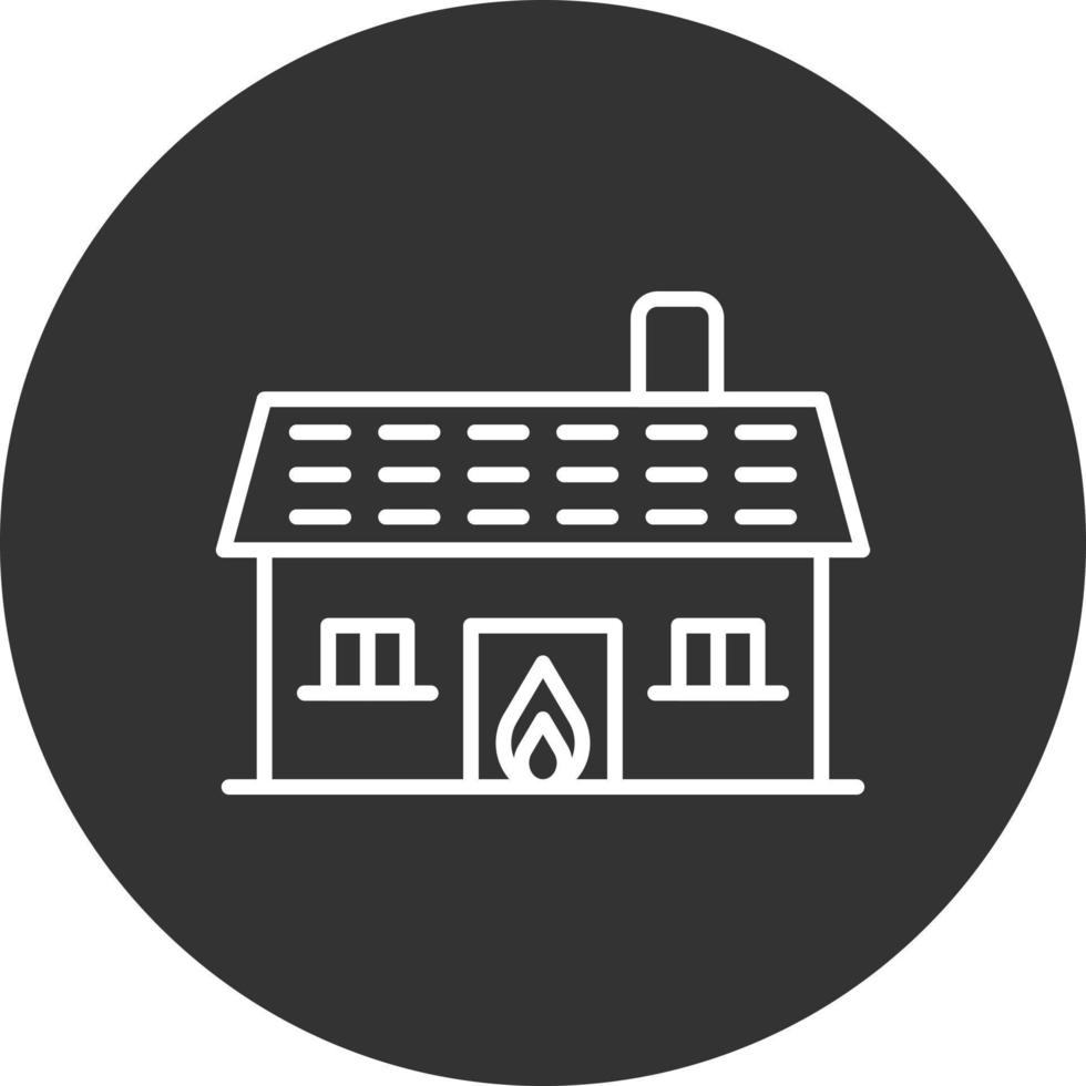 House On Fire Line Inverted Icon vector