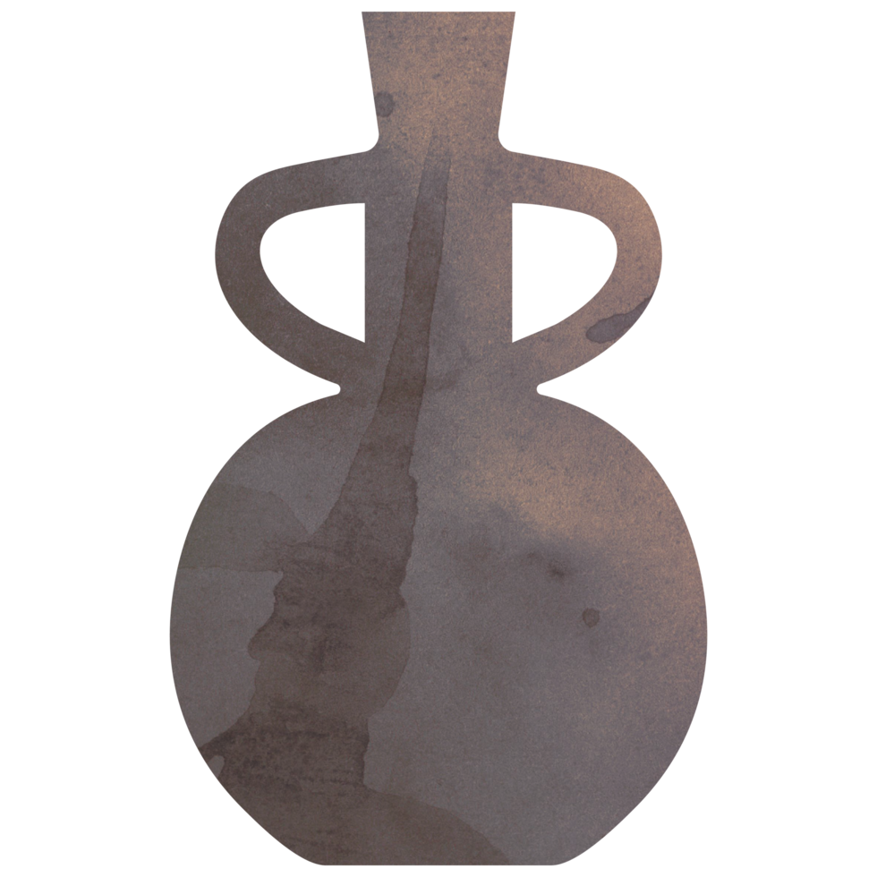 Watercolor brown boho ceramic vase png