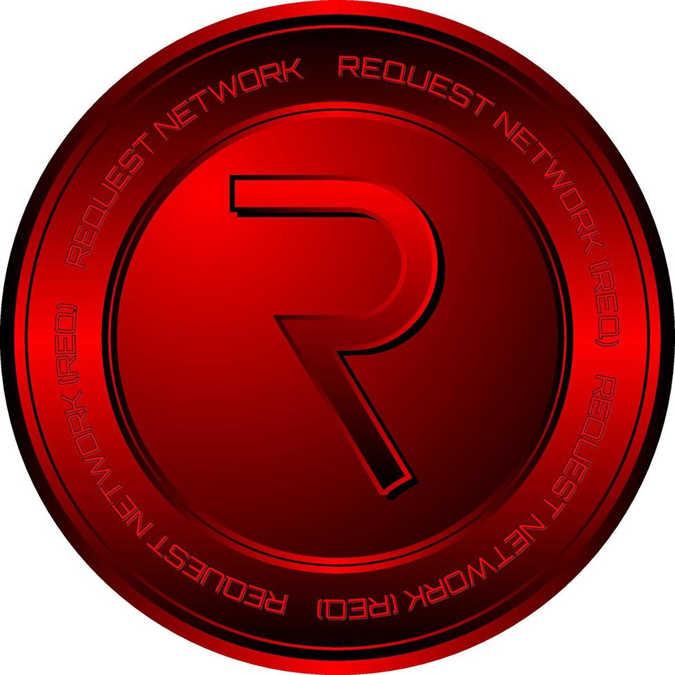 req cryptocurrency symbol on red color vector
