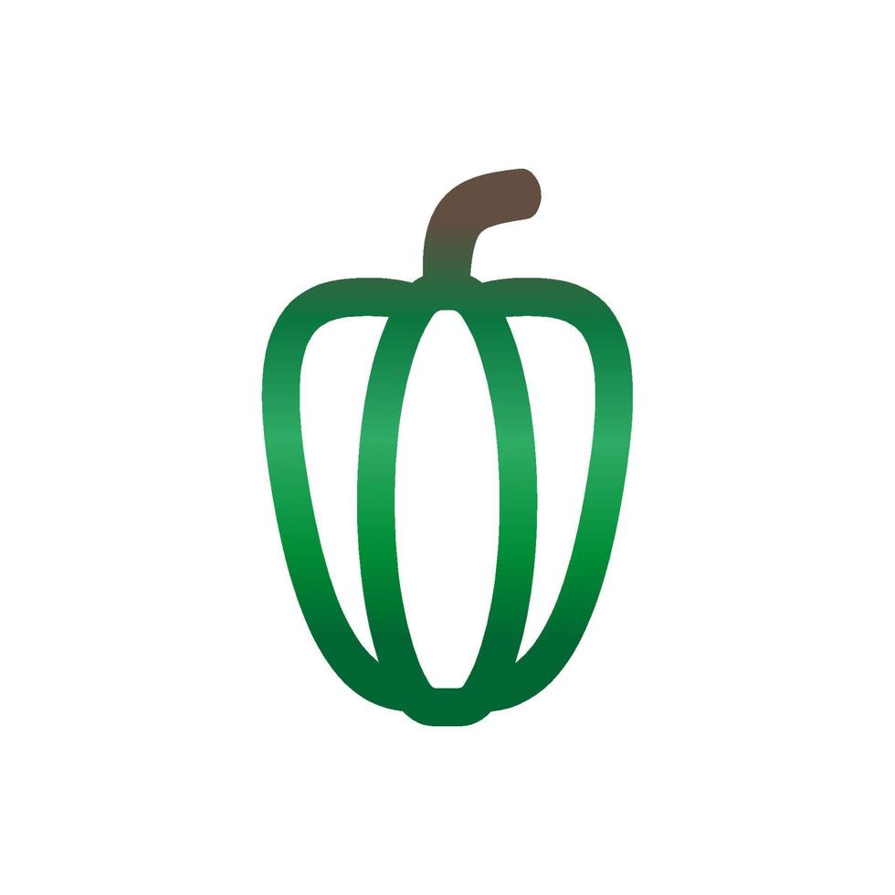 logotipo de pimienta búlgara. color degradado verde. pimentón aislado. ilustración plana vectorial. vector