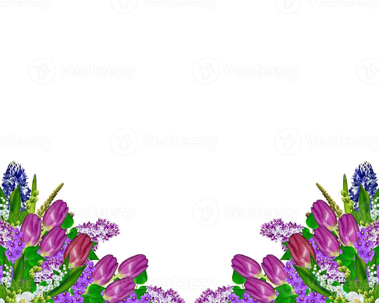 Branch of bright and colorful spring flowers photo