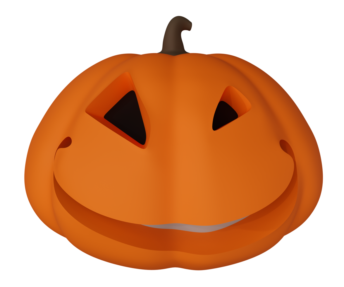 3d rendering of Halloween pumpkin black eyes and white mouth, minimal Halloween background design element png
