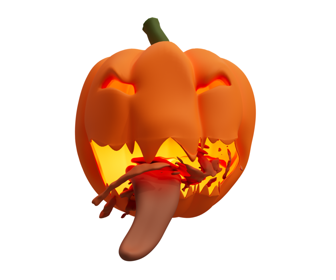 3d illustration of Halloween pumpkin inside candle glowing, Halloween background design element png