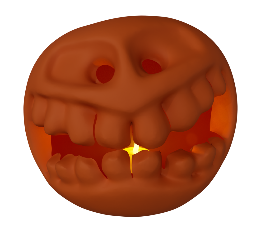 3d illustration of Halloween pumpkin inside candle glowing, Halloween background design element png