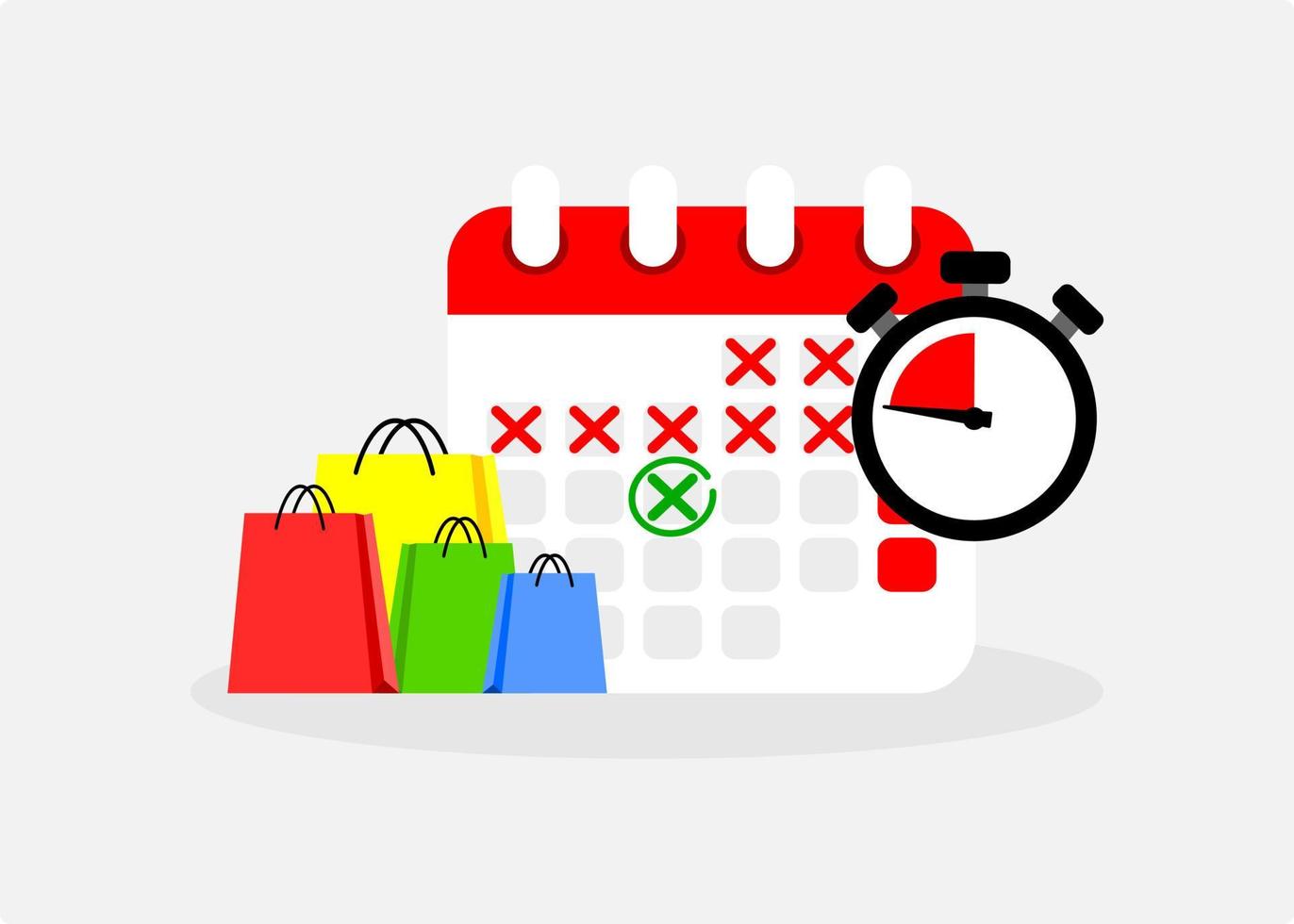 Illustration of countdown date interesting promo at shopping event. Shopping event on the day circled. vector