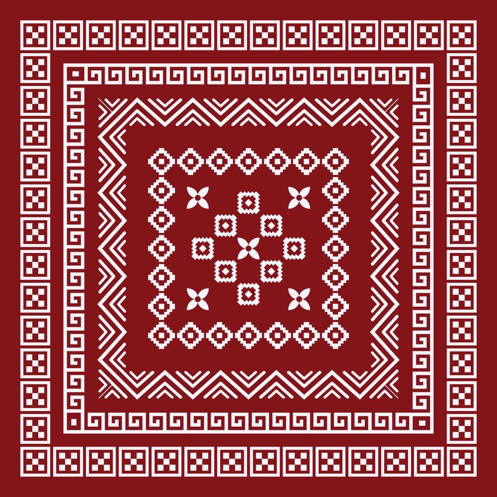 Scarf bandana tribal pattern. design for woman hijab, boho carpet, bandana, neckwear, batik, rug, shawl, pillow case. square pattern design style vector