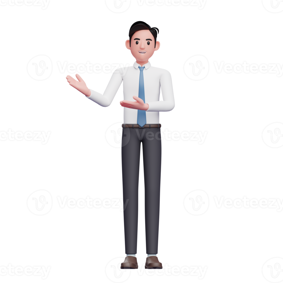 hombre de negocios que presenta pose con camisa larga y corbata azul png