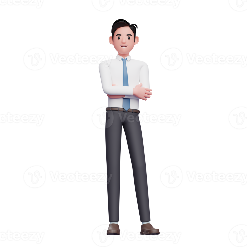 hombre de negocios posando casualmente con camisa larga y corbata azul png