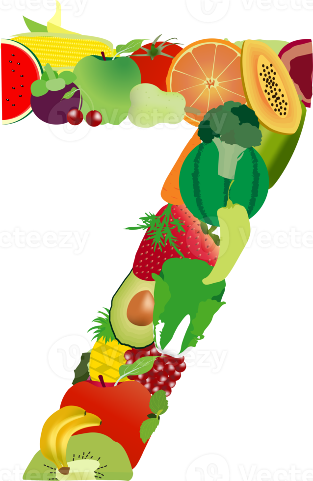 fruit en groenten alfabet letters png