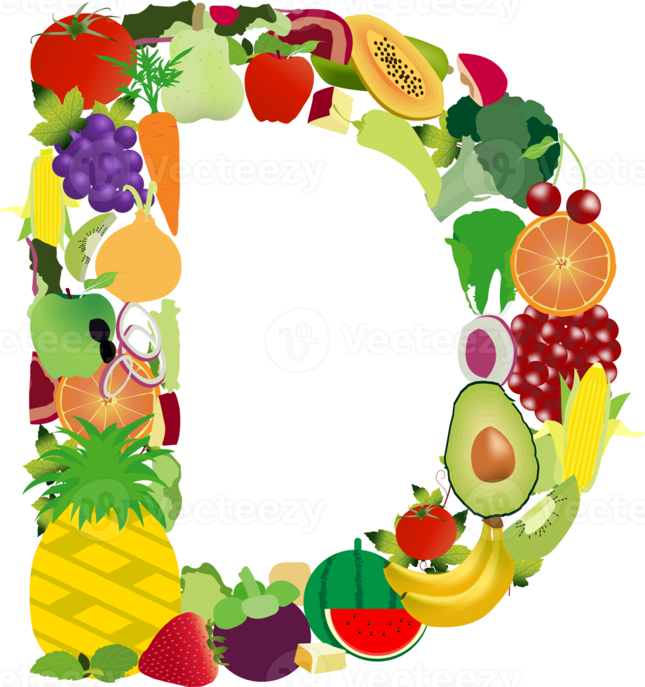 letras del alfabeto de frutas y verduras png