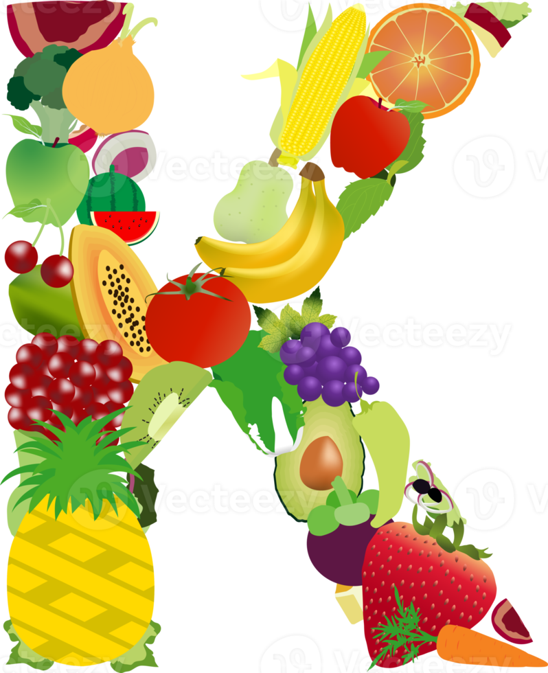 Fruits and vegetables alphabet letters png
