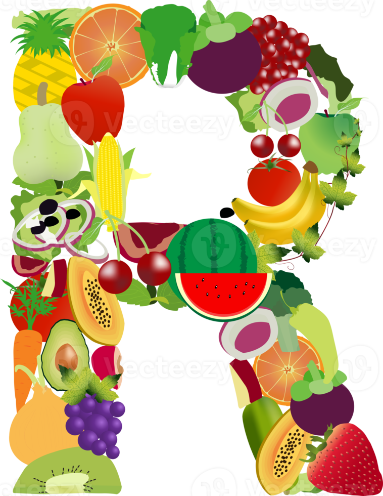 letras del alfabeto de frutas y verduras png