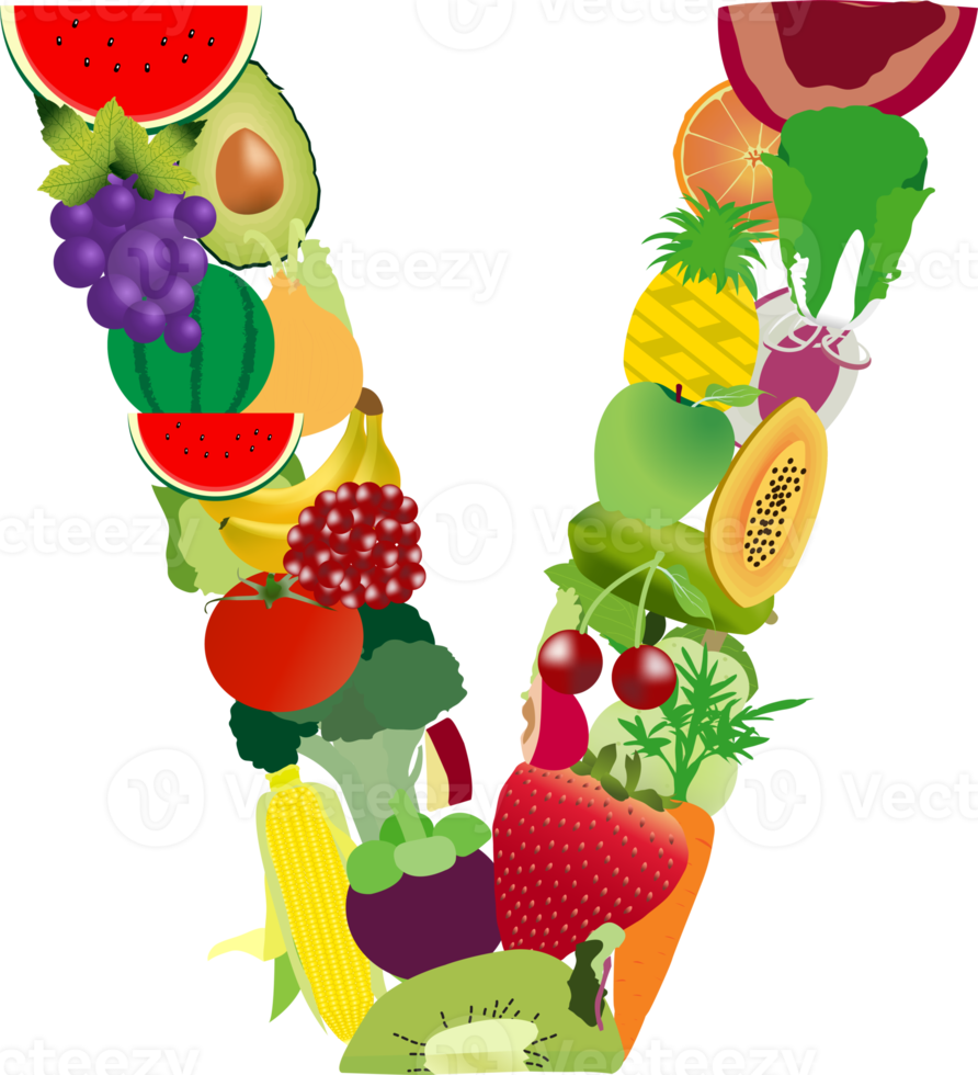 frukt och grönsaker alfabetet bokstäver png