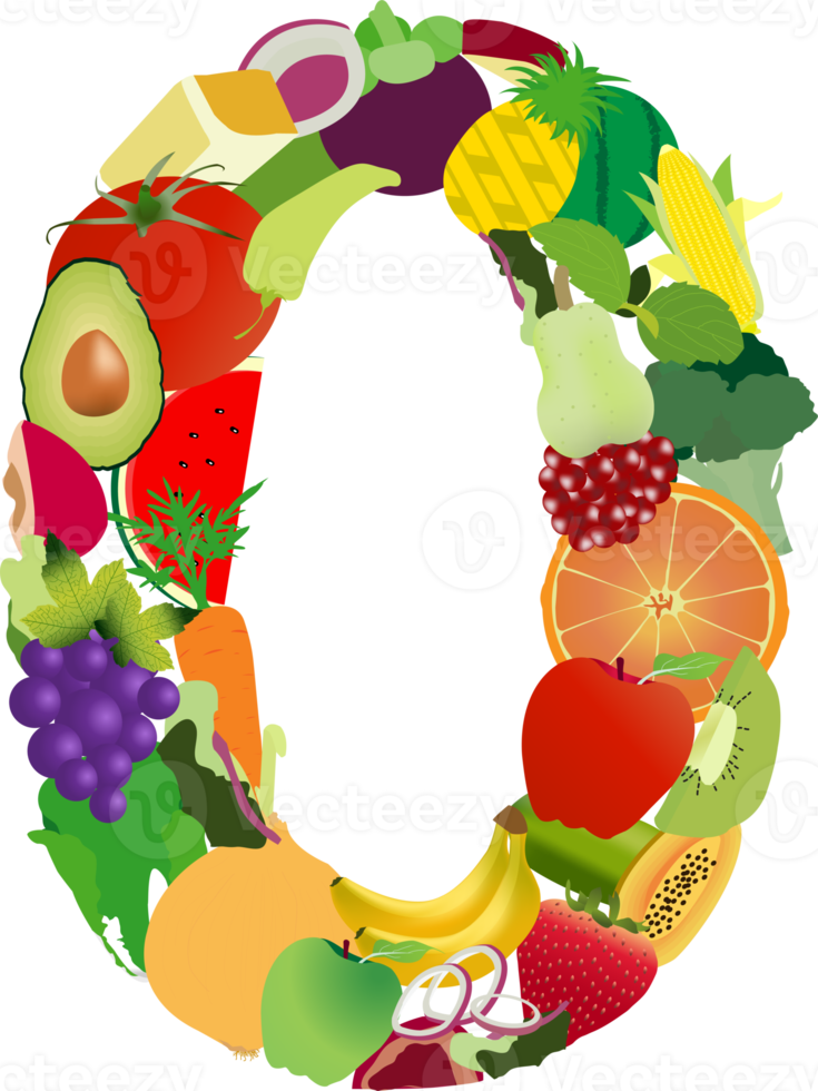 Fruits and vegetables alphabet letters png