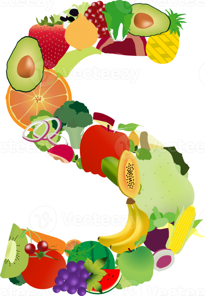 lettres de l'alphabet fruits et légumes png