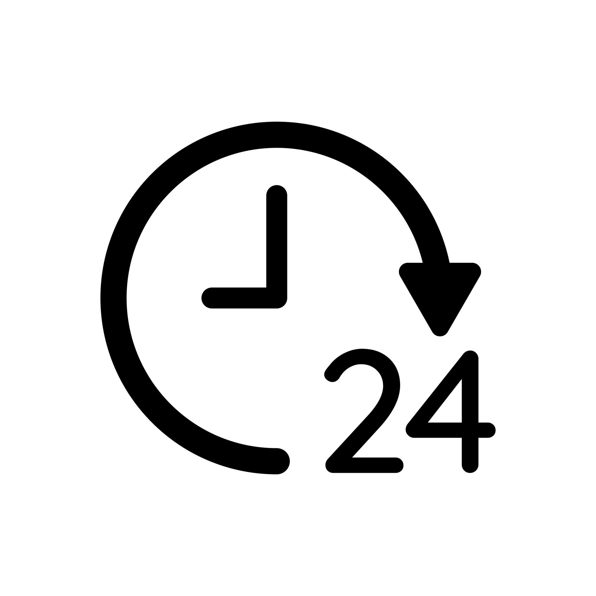 24 hour clock black vector icon isolated on white background 9898156