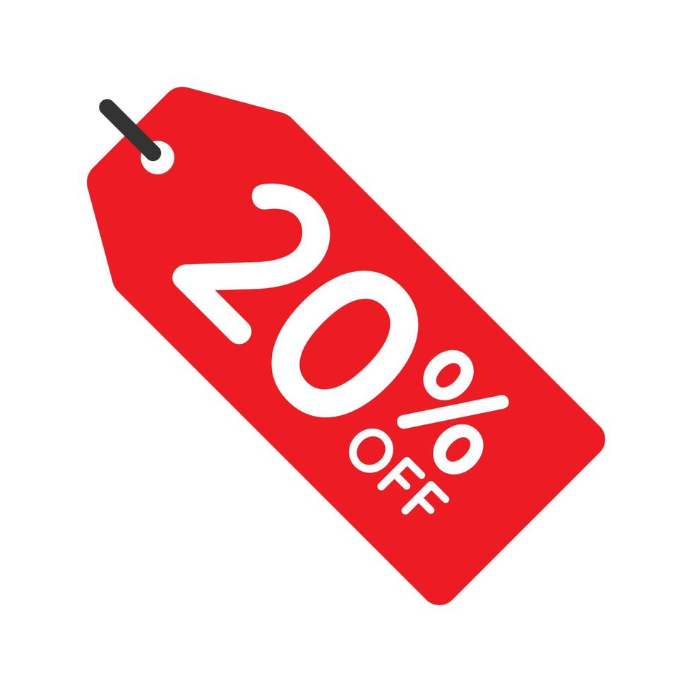 20 percent off tag vector icon isolated on white background
