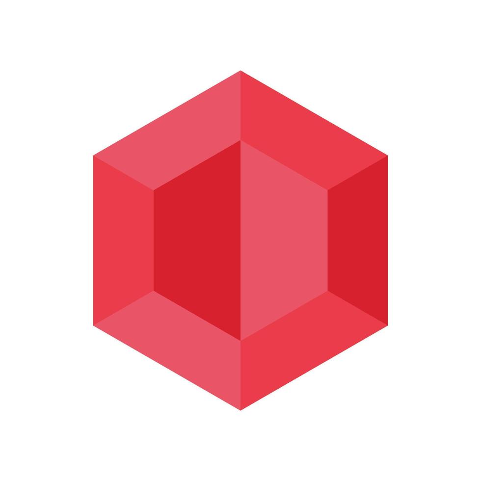 Red gem vector icon isolated on white background